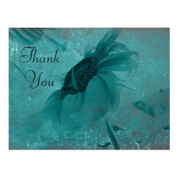 Sunflower Blue Modern Vintage Textured Thank You Postcard Sunflower Blue Modern Vintage Textured Thank You Postcard