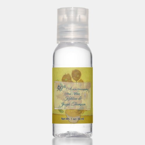 Sunflower Blue Navy 50th Wedding anniversary Favor Hand Sanitizer