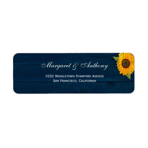 Sunflower Blue Navy Floral Rustic Wedding Label