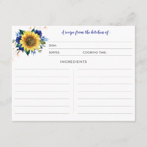 Sunflower Blue Rose Lights Recipe Cards