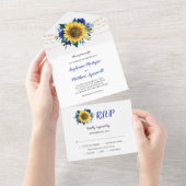 Sunflower Blue Roses Lights Floral Wedding All In One Invitation (Tearaway)