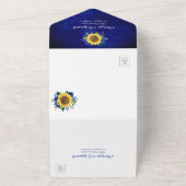 Sunflower Blue Roses Lights Floral Wedding All In One Invitation (Outside)