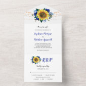 Sunflower Blue Roses Lights Floral Wedding All In One Invitation (Inside)