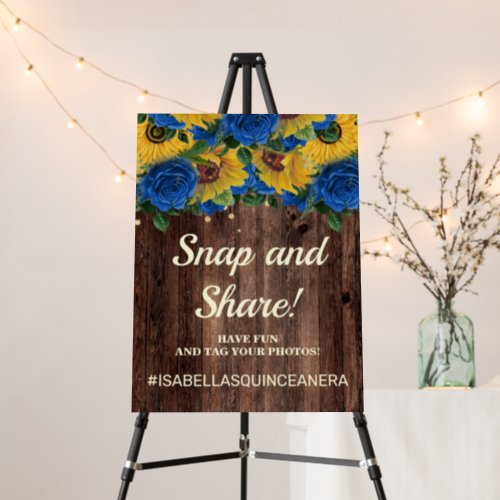 Sunflower Blue Roses Tag Your Photos Party Foam Board