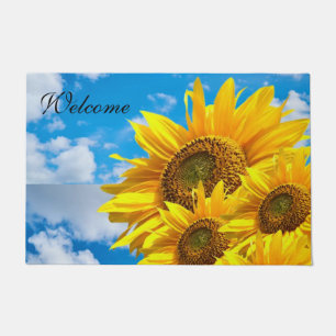 Sunflower Blue Sky Door Mat