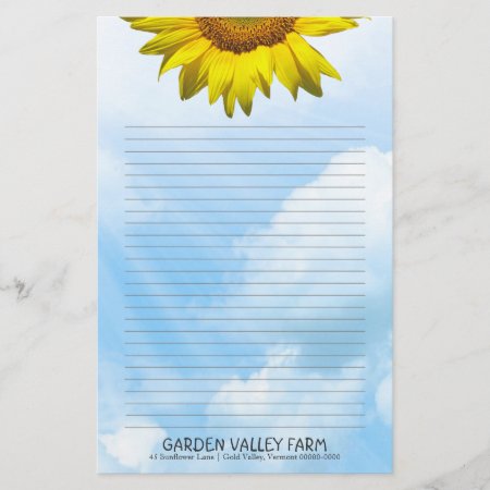 Sunflower Blue Sky Lined Personal Writing Paper