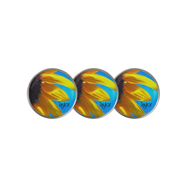 Sunflower Blue Sky Personalized Golf Ball Markers (3 Up)