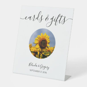 Sunflower Blue Sky Rustic Wedding Cards & Gifts Pedestal Sign