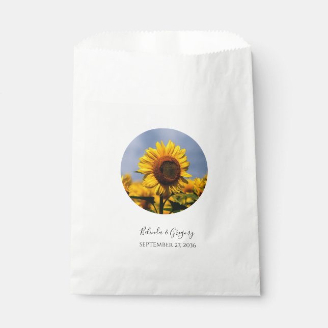 Sunflower Blue Sky Rustic Wedding  Favor Bag (Front)