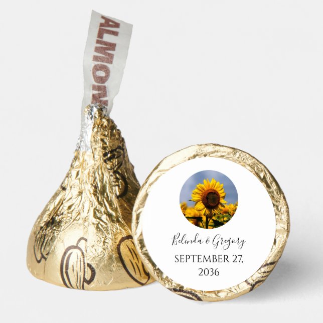 Sunflower Blue Sky Rustic Wedding   Hershey®'s Kisses® (Front)