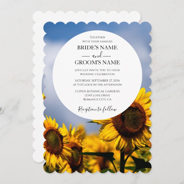 Sunflower Blue Sky Rustic Wedding Invitations (Front/Back)