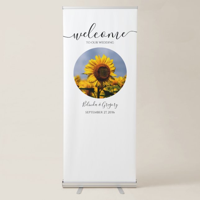 Sunflower Blue Sky Rustic Wedding Welcome Sign (Front)