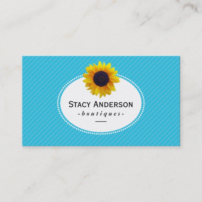 Sunflower | Blue Stripes Business Card (Front)