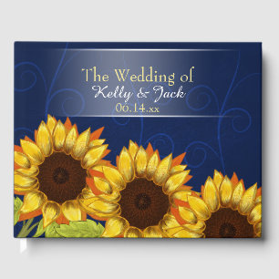 Sunflower/ Blue wedding guest book