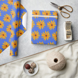 Sunflower Blue Wrapping Paper