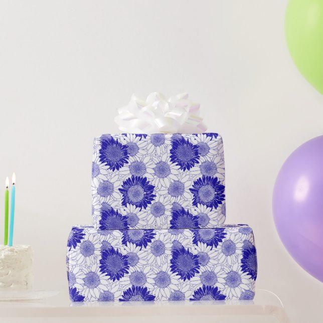 Sunflower Blue Wrapping Paper (Party Gifts)
