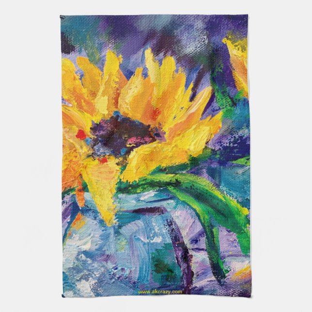 Sunflower Blues Alaskan  Kitchen Towel (Vertical)