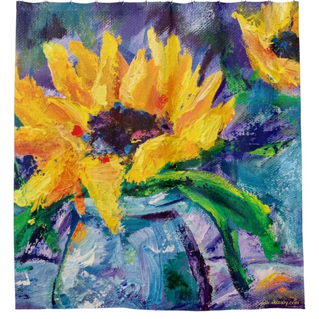 Sunflower Blues Shower Curtain (Front)