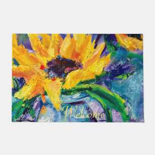 Sunflower Blues Welcome Door Mat
