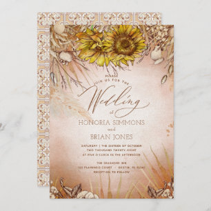 Sunflower Boho Beauty Wedding Invitation