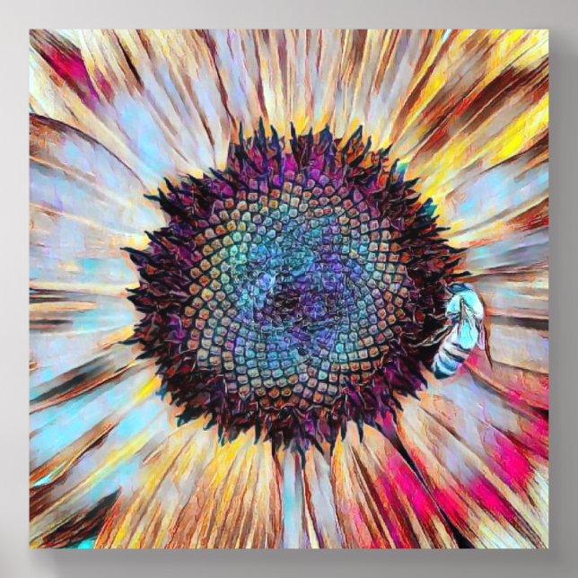 Sunflower Boho Bee Acrylic Photo Tile (Front Set)