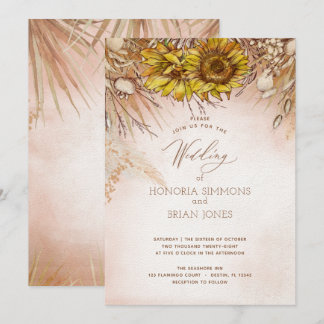Sunflower Boho Bounty Weddingr Invitation