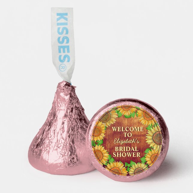 Sunflower Boho Burgundy Rustic Autum Bridal Shower Hershey®'s Kisses® (Front)