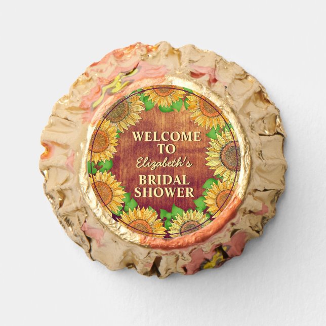 Sunflower Boho Burgundy Rustic Autum Bridal Shower Reese's Peanut Butter Cups (Front)