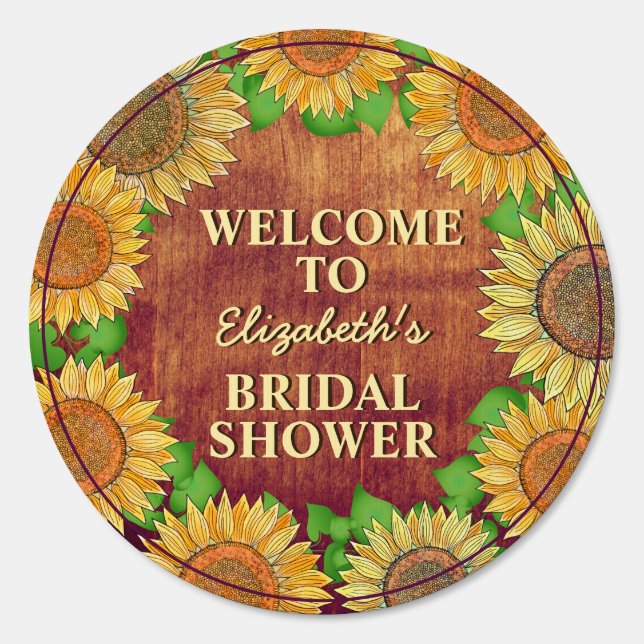 Sunflower Boho Burgundy Rustic Autum Bridal Shower Sign (Front)