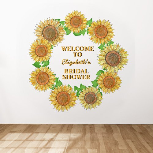 Sunflower Boho Burgundy Rustic Autum Bridal Shower Wall Decal