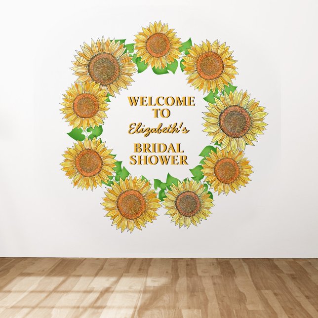 Sunflower Boho Burgundy Rustic Autum Bridal Shower Wall Decal (Creator Uploaded)