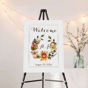 Sunflower boho wedding print welcome sign