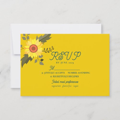 Sunflower Boho Wedding RSVP Card