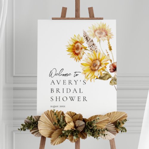 Sunflower Boho Wildflower Modern Bridal Welcome Foam Board