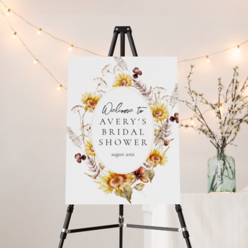 Sunflower Boho Wildflower Modern Bridal Welcome Foam Board