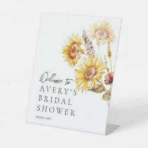 Sunflower Boho Wildflower Modern Bridal Welcome Pedestal Sign
