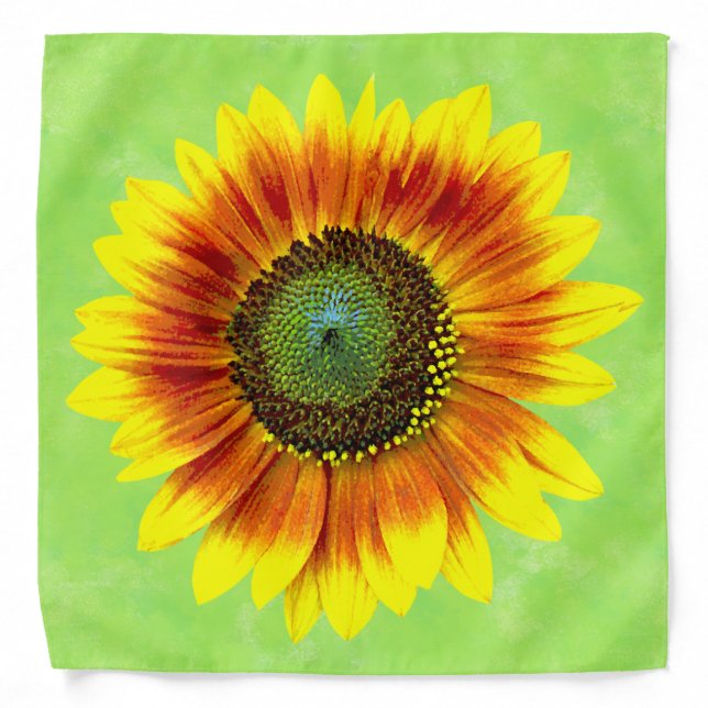 Sunflower Bold Floral Yellow and Green Flower Bandana (Front)