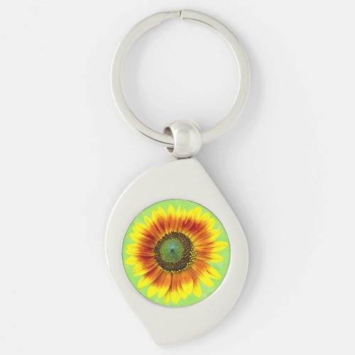 Sunflower Bold Floral Yellow and Green Flower Keychain
