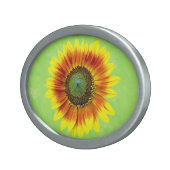 Sunflower Bold Floral Yellow and Green Flower Oval Belt Buckle (Front Right)