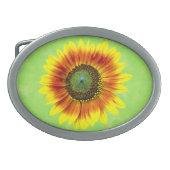 Sunflower Bold Floral Yellow and Green Flower Oval Belt Buckle (Front)