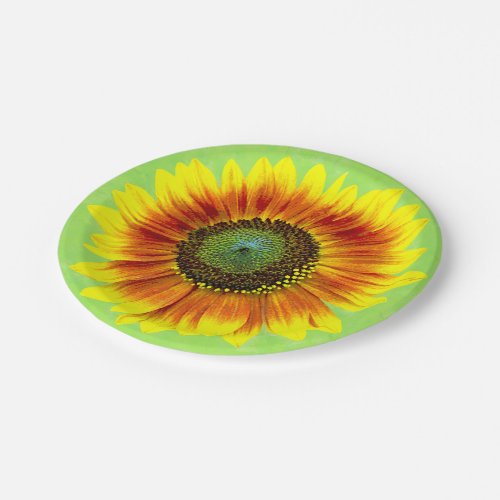Sunflower Bold Floral Yellow and Green Flower Paper Plates