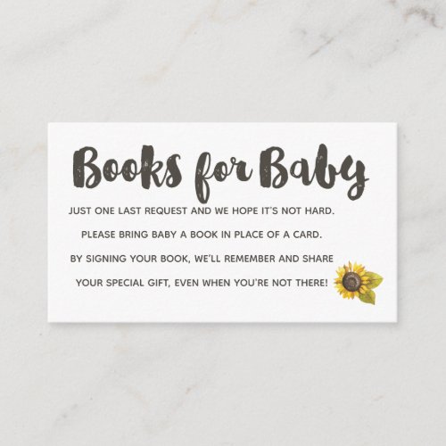 Sunflower Books For Baby Enclosure Card