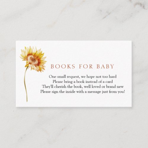 Sunflower Books for Baby insert card