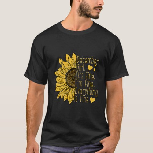 Sunflower Born In December Birthday Gift Women Fun T_Shirt