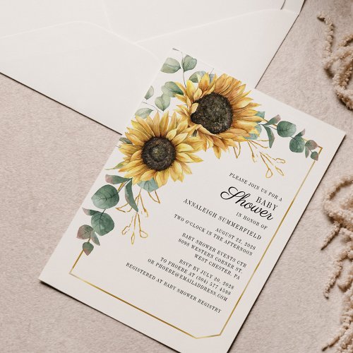 Sunflower Botanical Floral Baby Shower Invitation