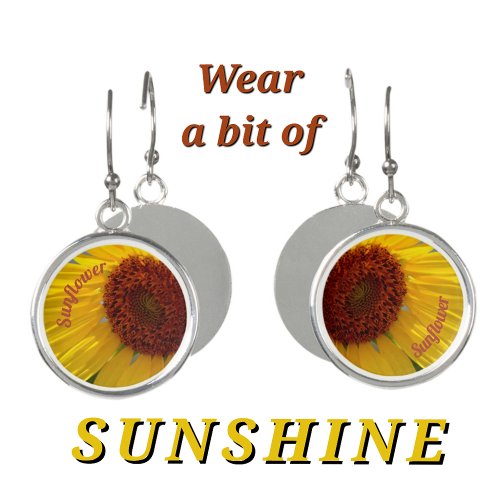 Sunflower Botanical Flower Drop Earrings