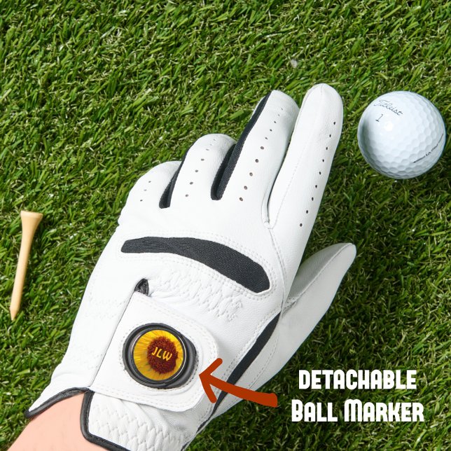Sunflower Botanical Flower Personalized Initials Golf Glove (Creator Uploaded)