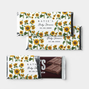 Sunflower Botanical Foliage Baby Shower Favor Hershey Bar Favors