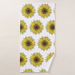 Sunflower, botanical, gift for women  bath towel