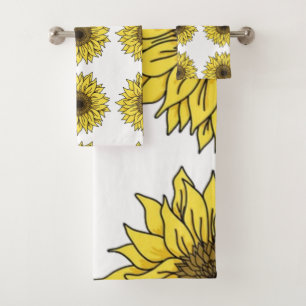 Sunflower, botanical, gift for women  bath towel set